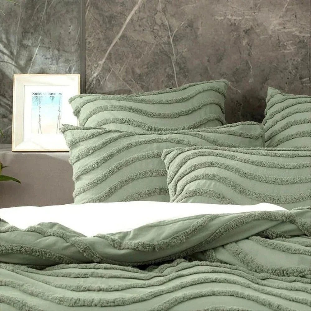 sage green tufted duvet cover