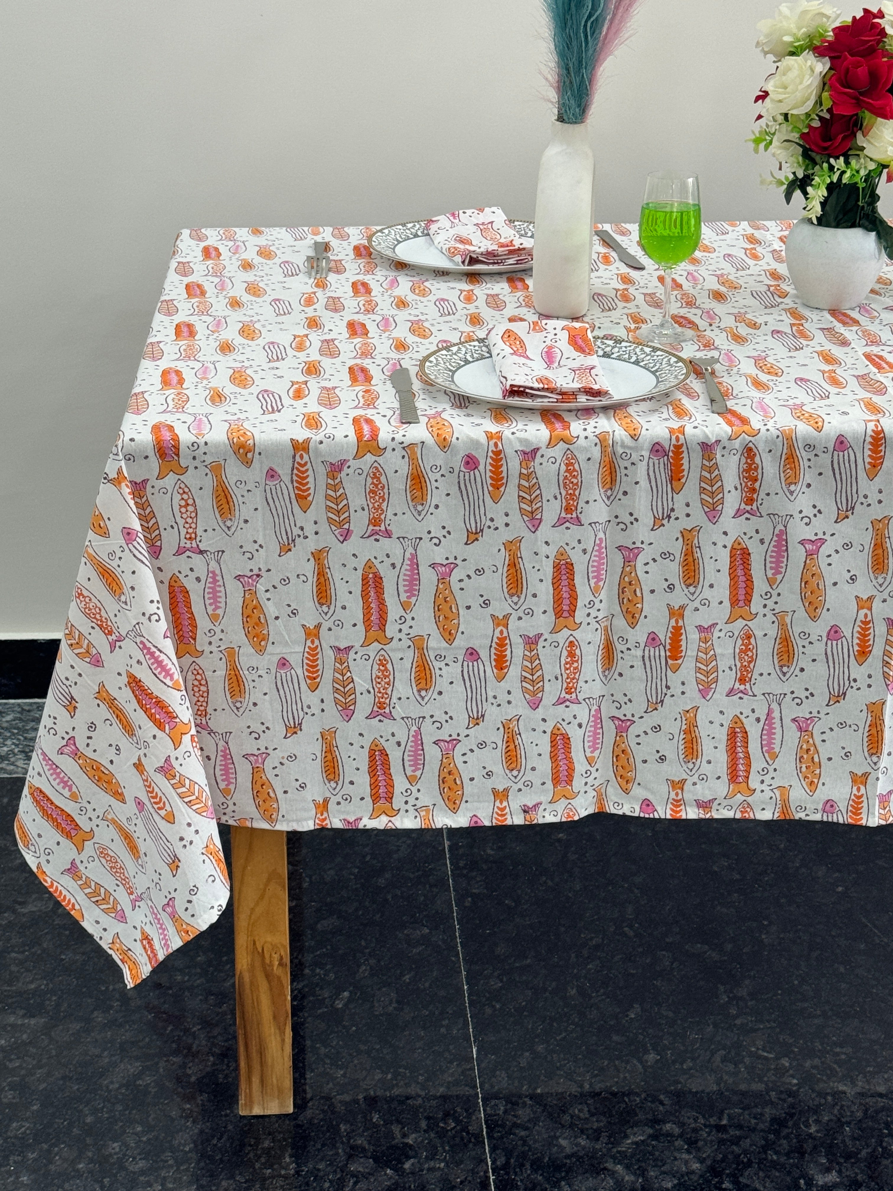 Floral Tablecloth, Block Printed Tablecloths