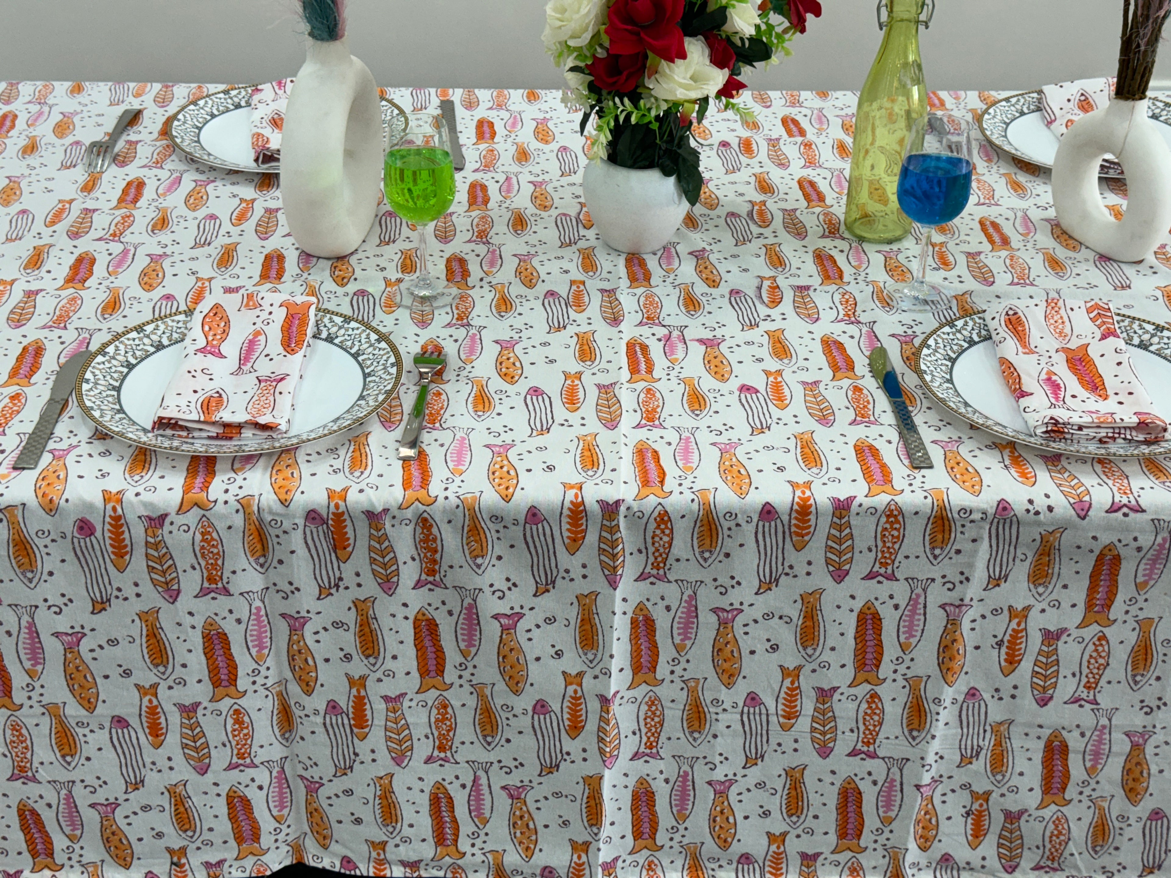 Floral Tablecloth, Block Printed Tablecloths