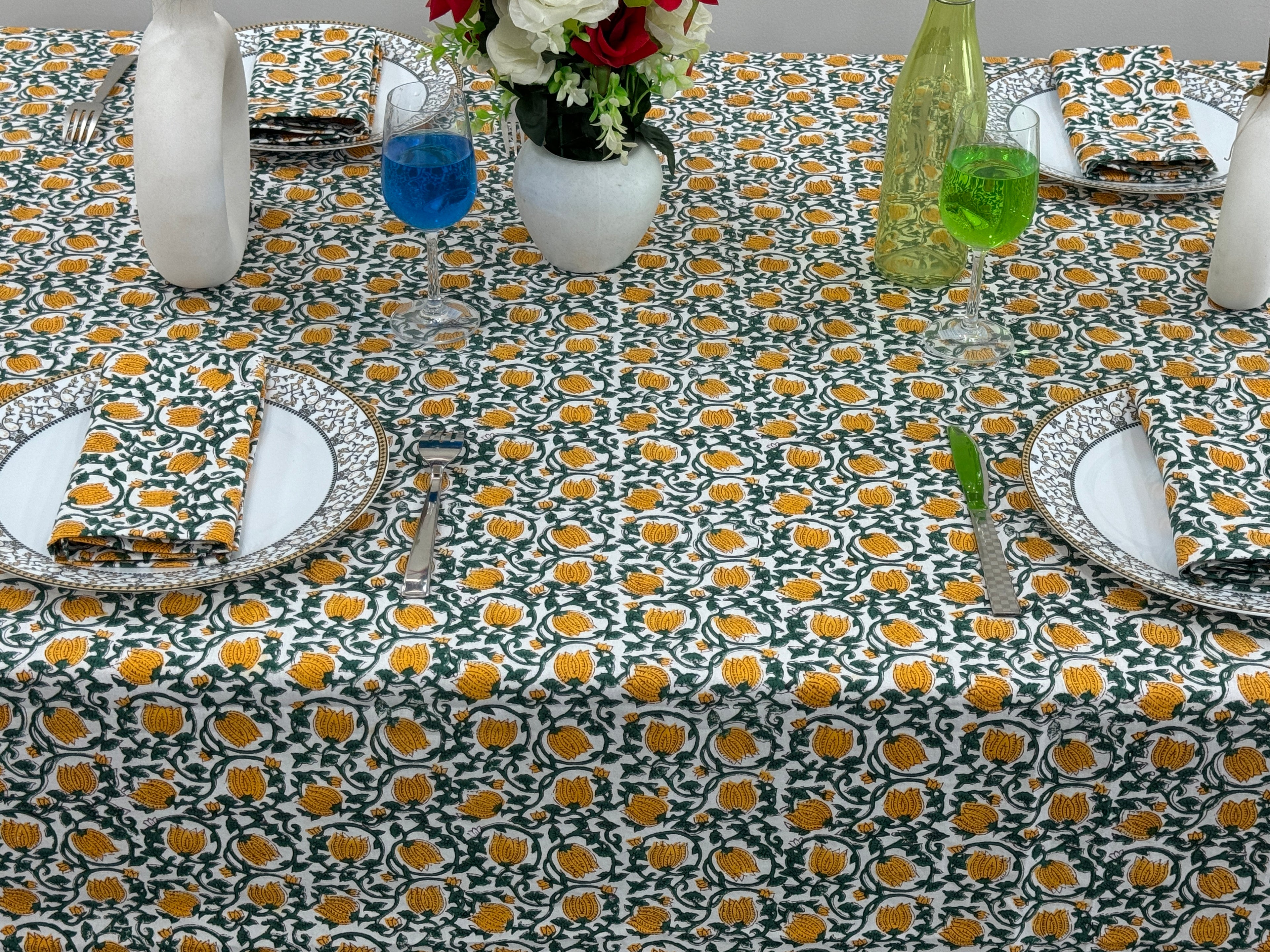 Boho Vintage Block Print Tableclot