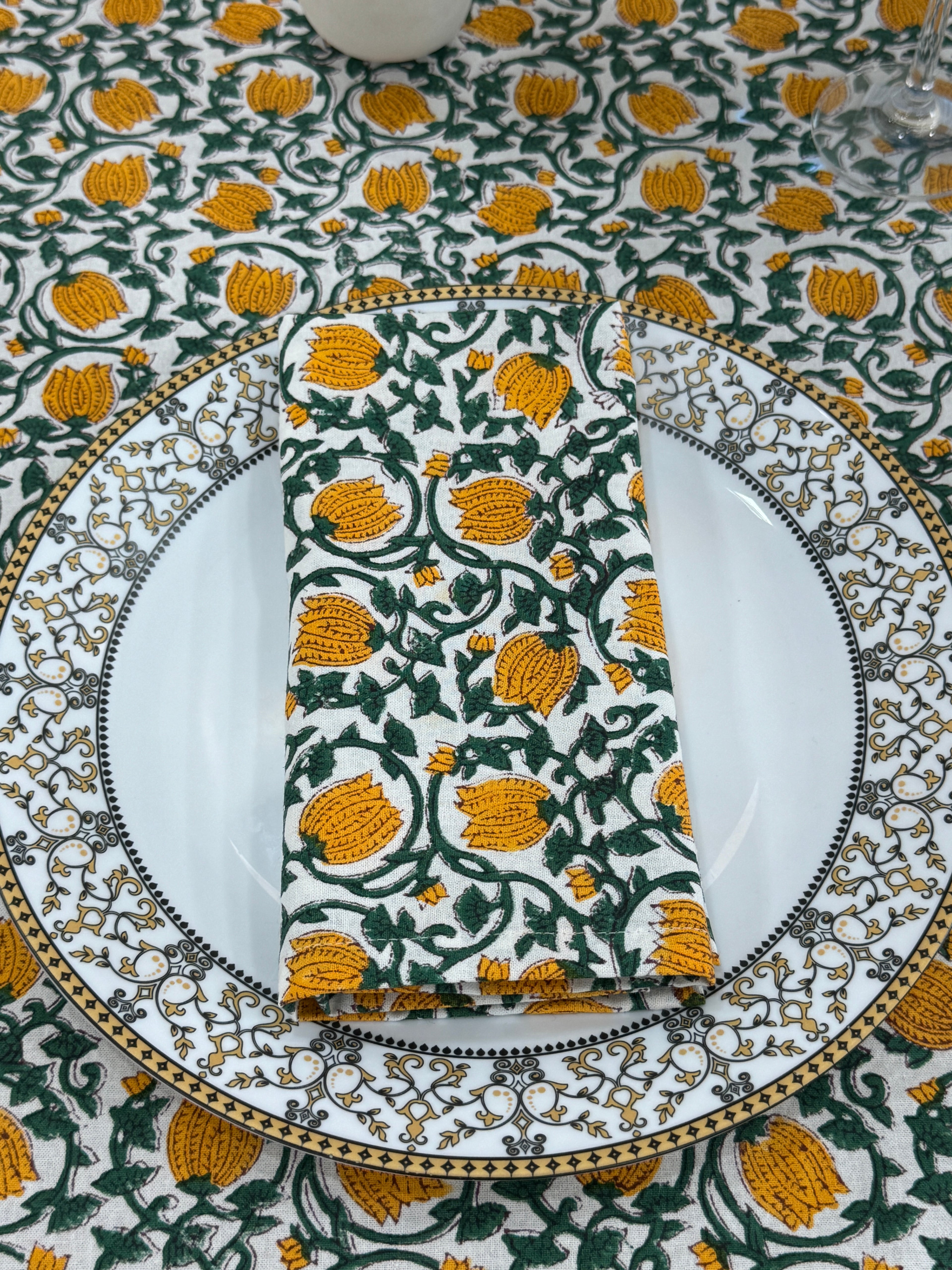Boho Vintage Block Print Tableclot