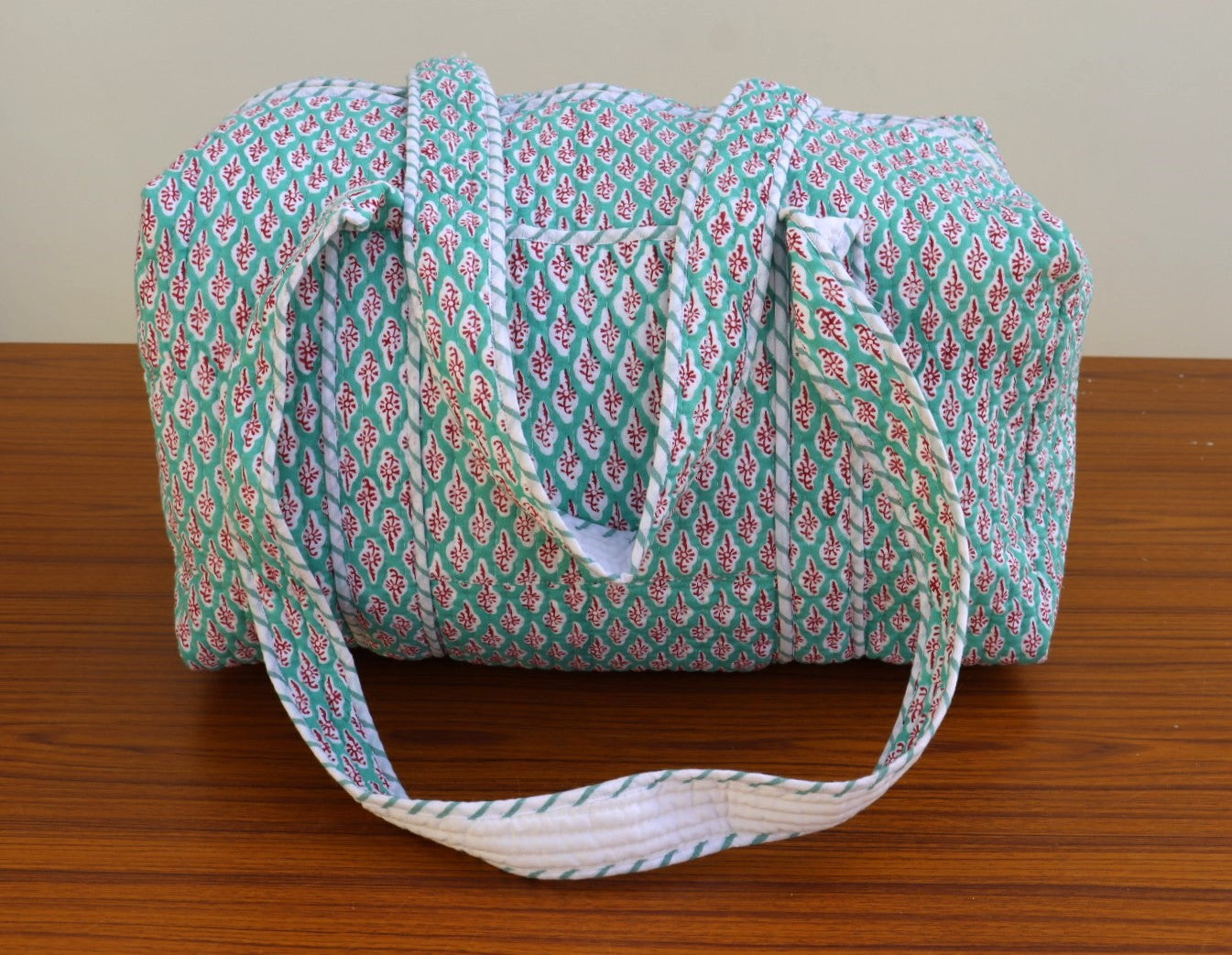 Block Print Cotton Duffle Shoulder Bag