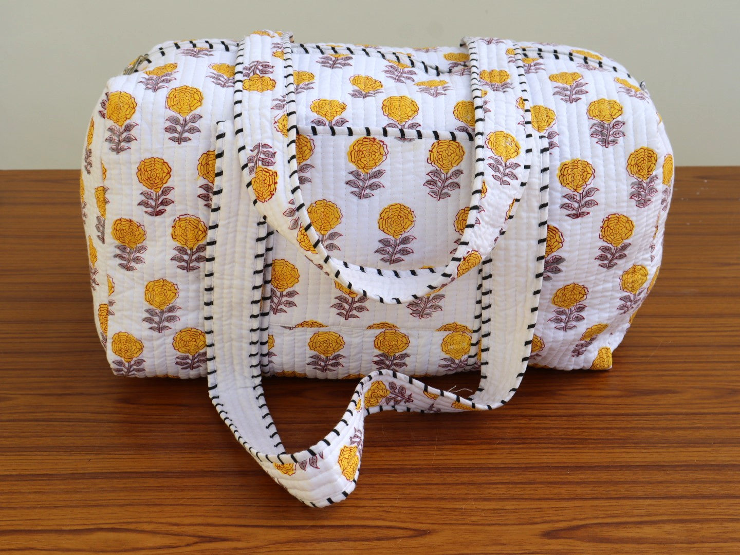 Vintage Cotton Block Print Duffle Bag