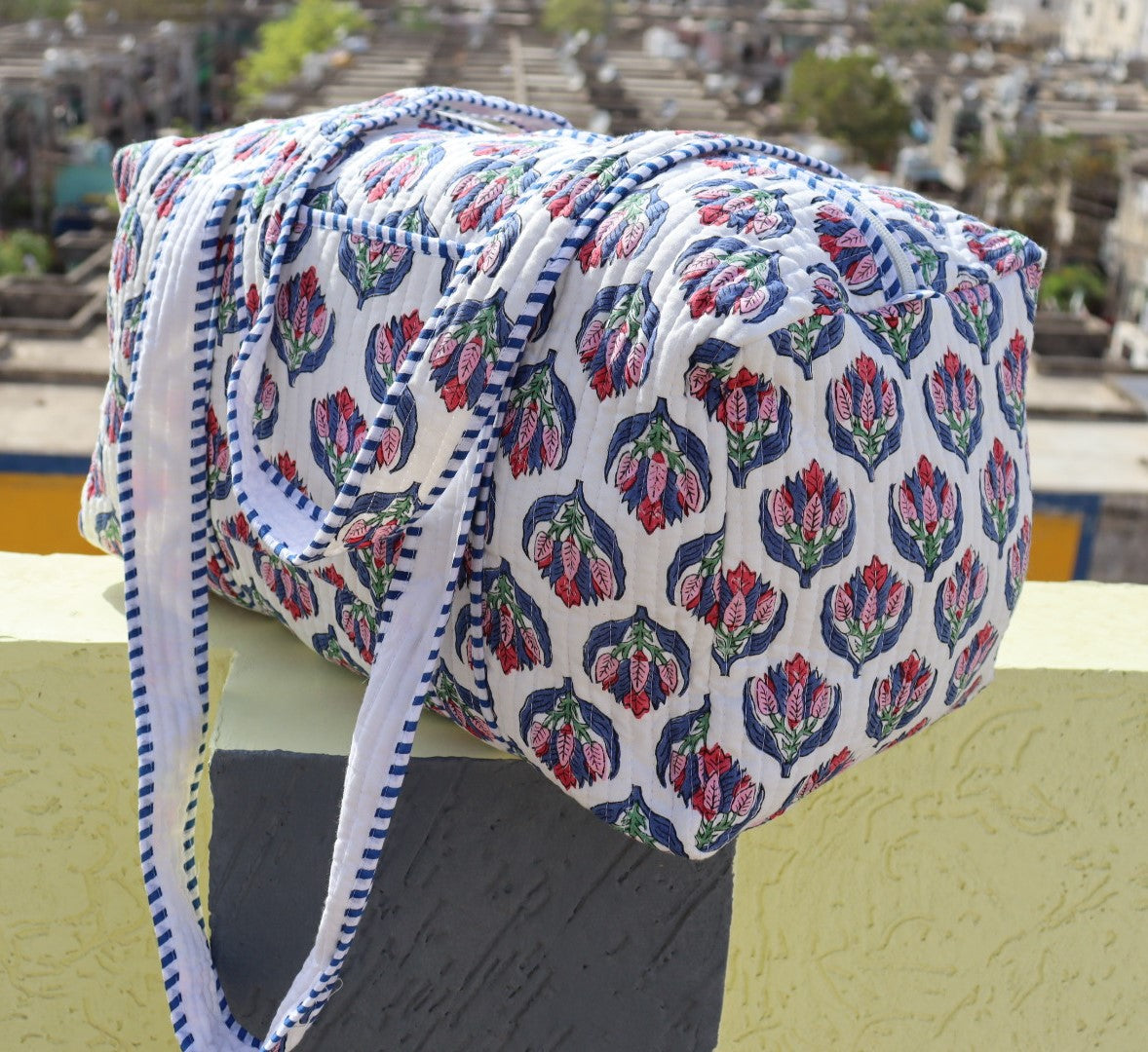 Block Print Weekender Bag For Woman