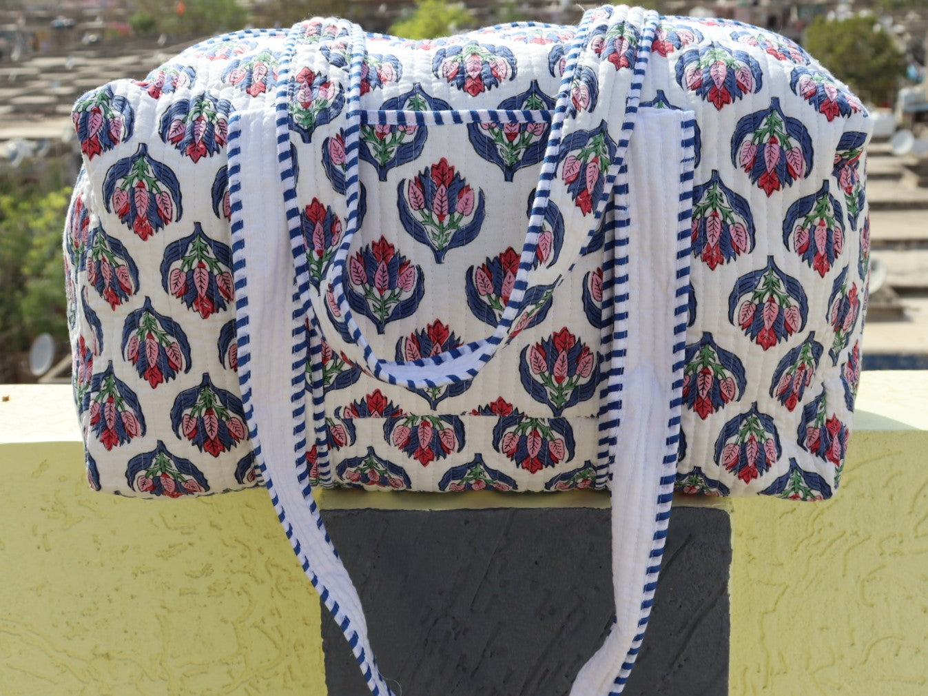 Block Print Weekender Bag For Woman