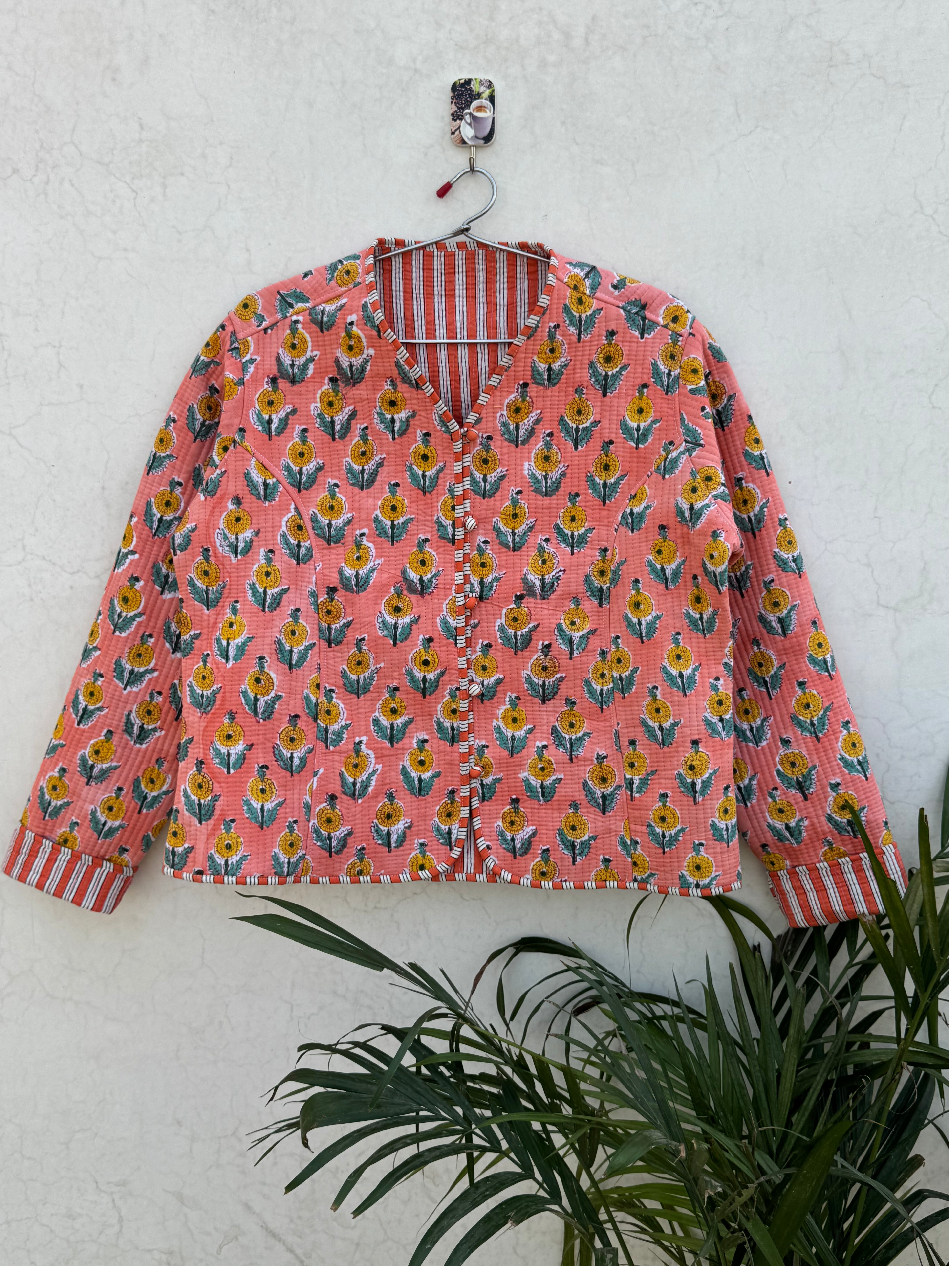 Printed women quilted jacket S