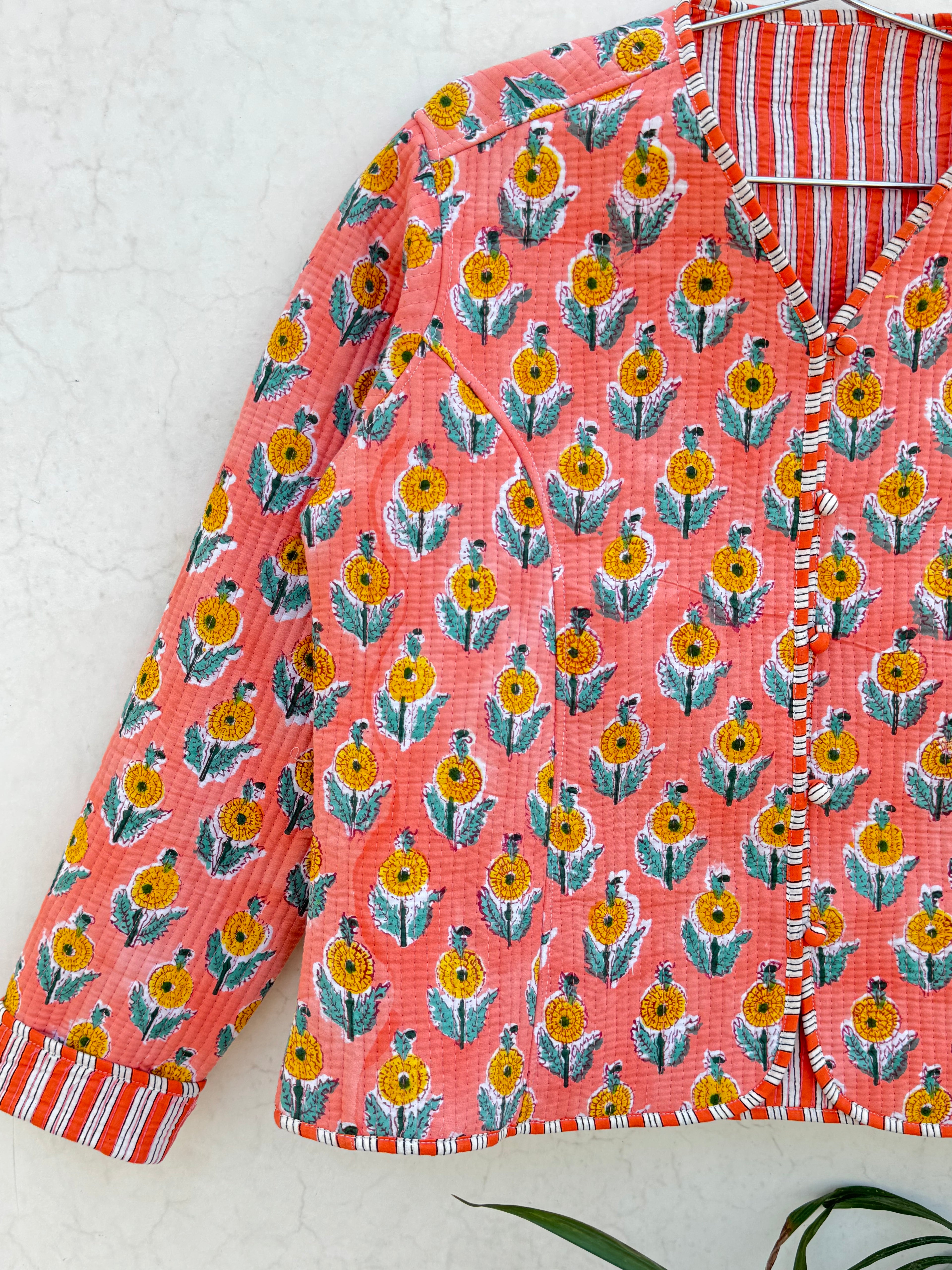 Printed women quilted jacket S