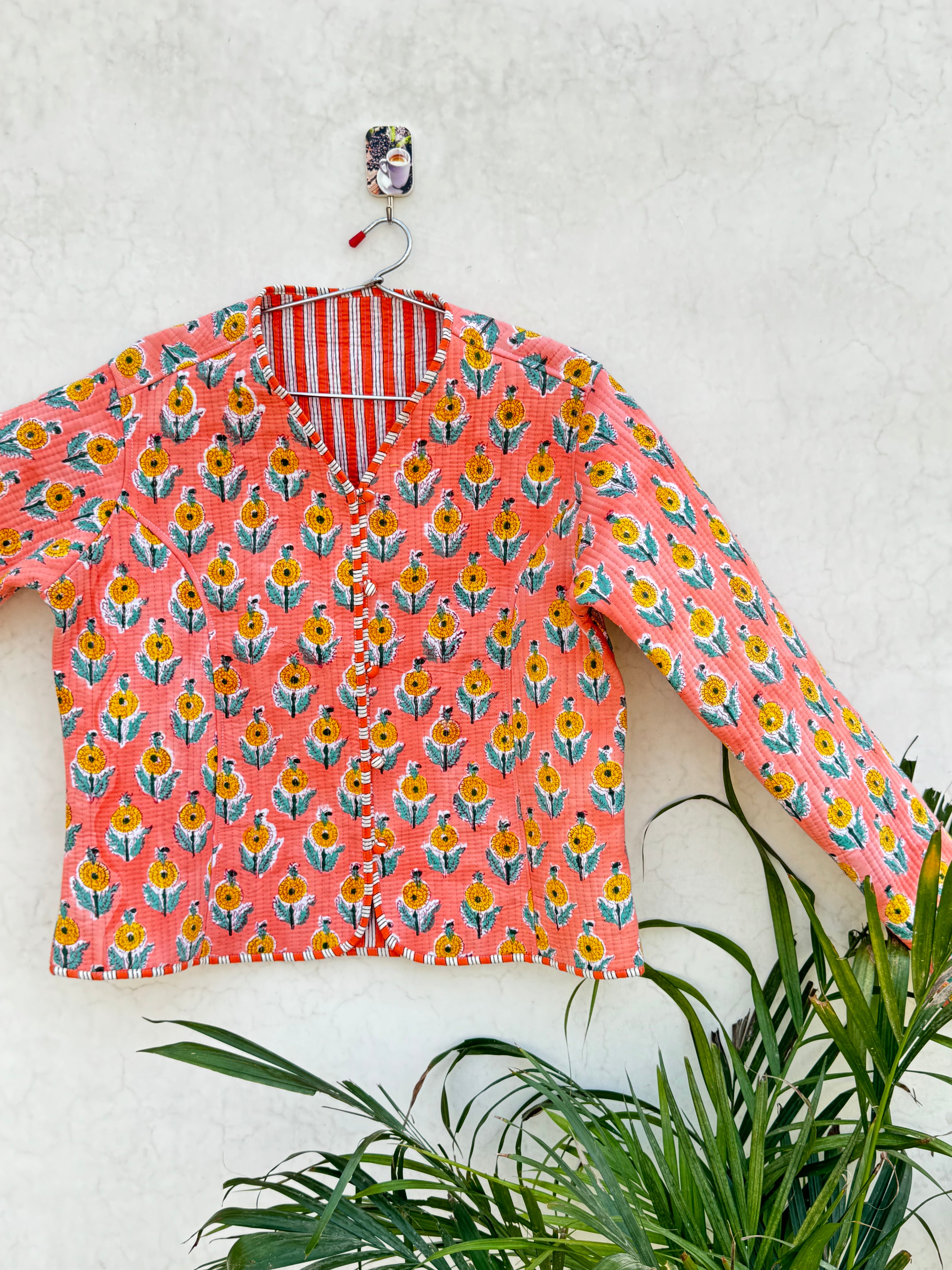 Printed women quilted jacket S