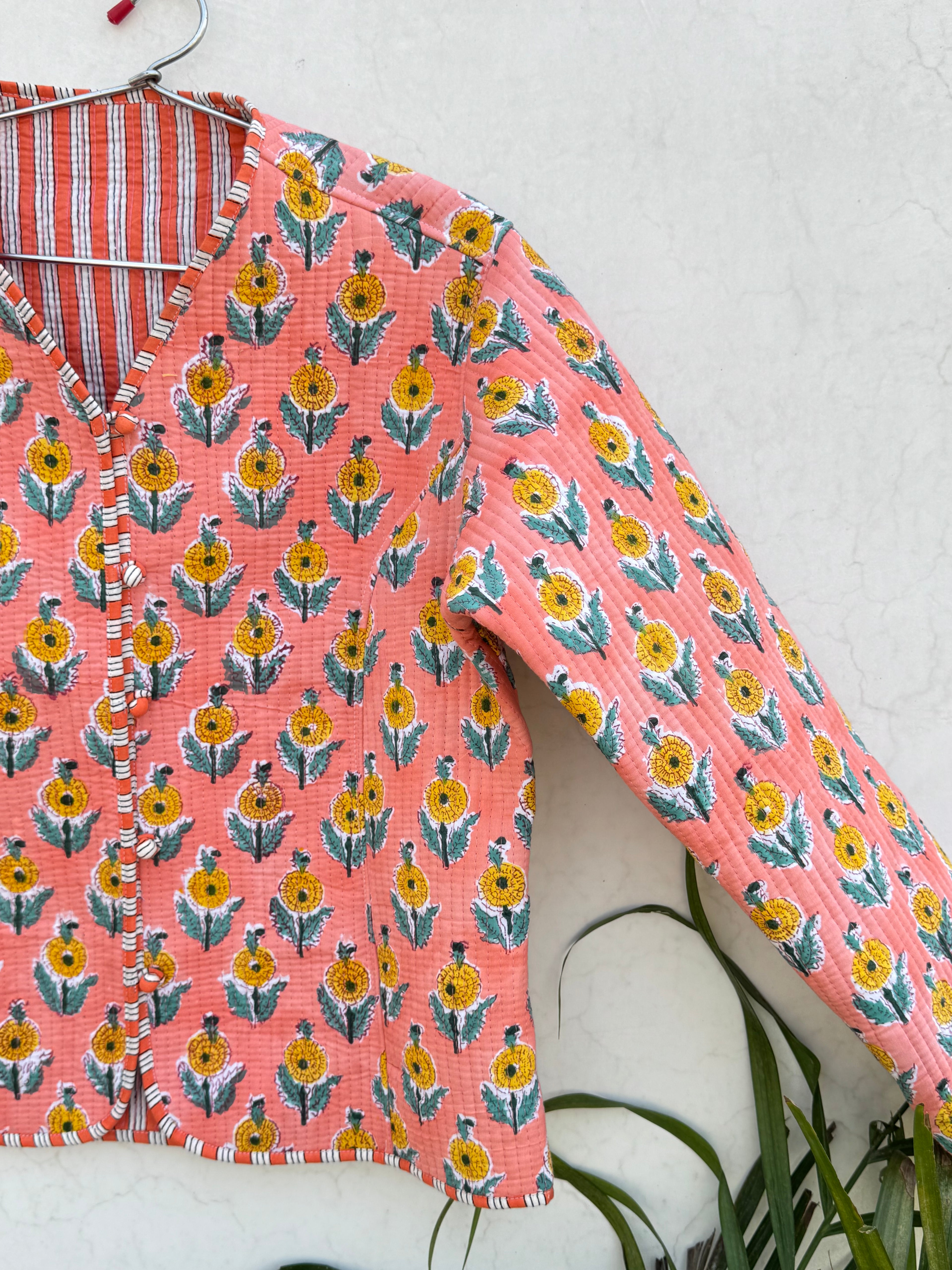 Printed women quilted jacket S