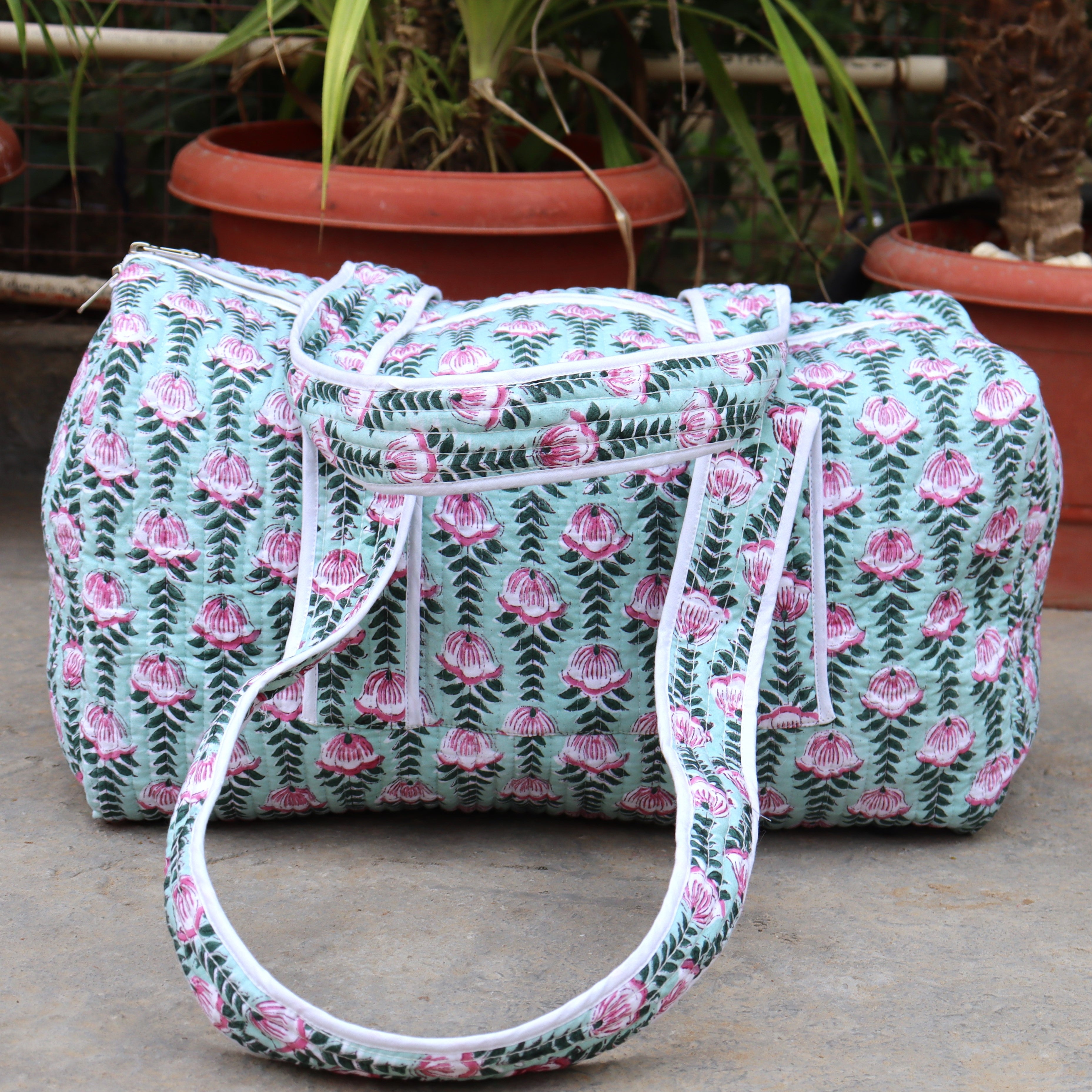 Cotton Quilted Weekend Duffle Bag