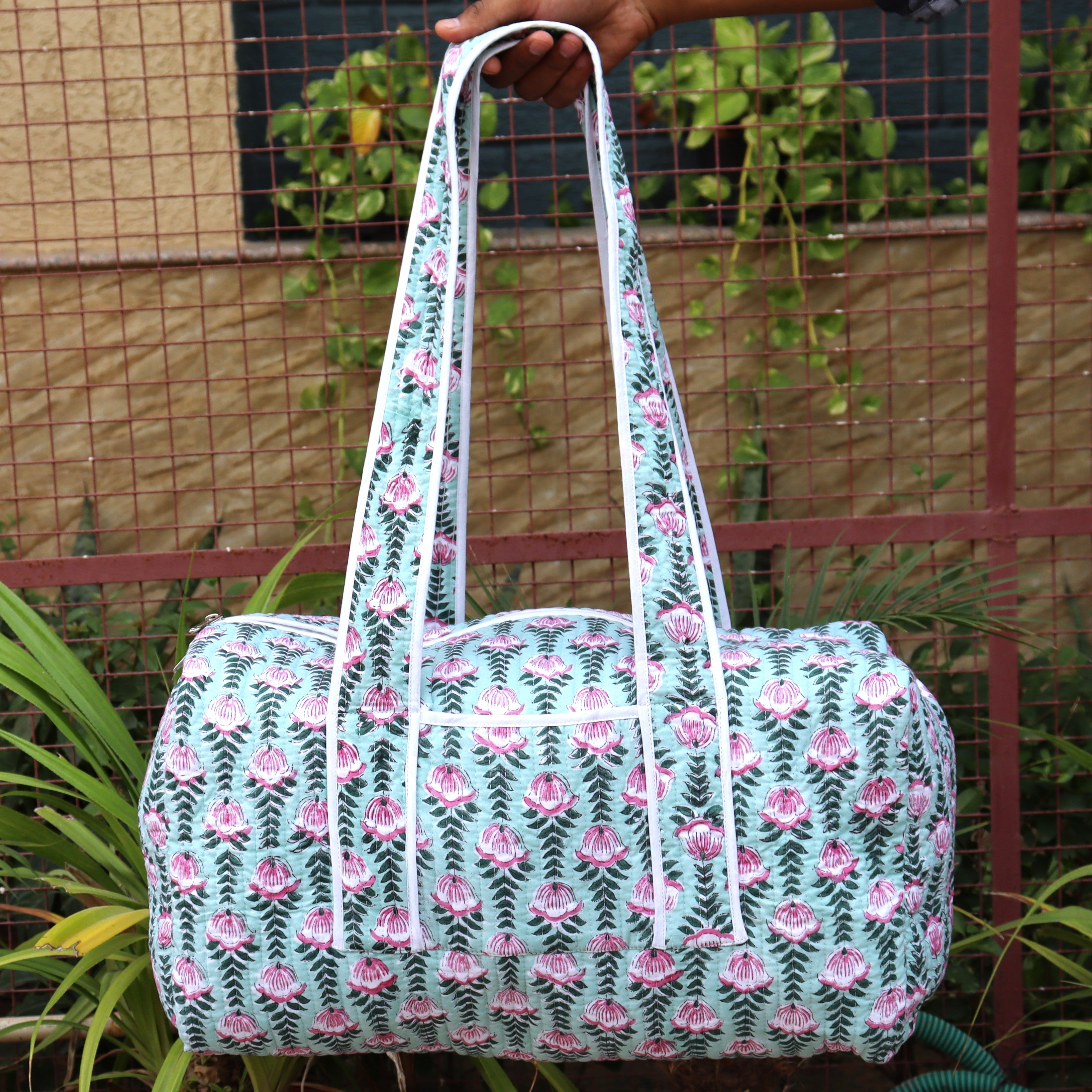 Cotton Quilted Weekend Duffle Bag