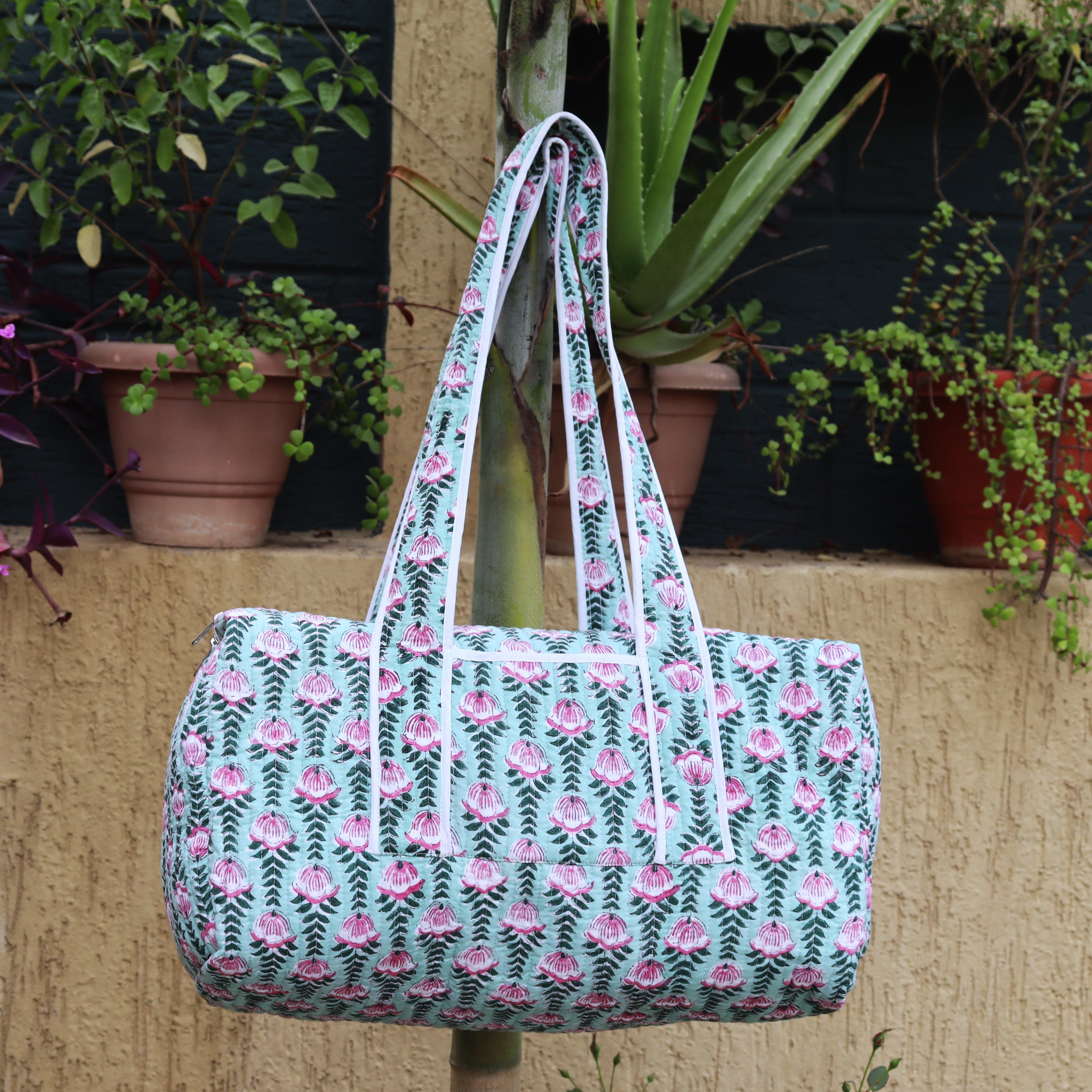 Cotton Quilted Weekend Duffle Bag