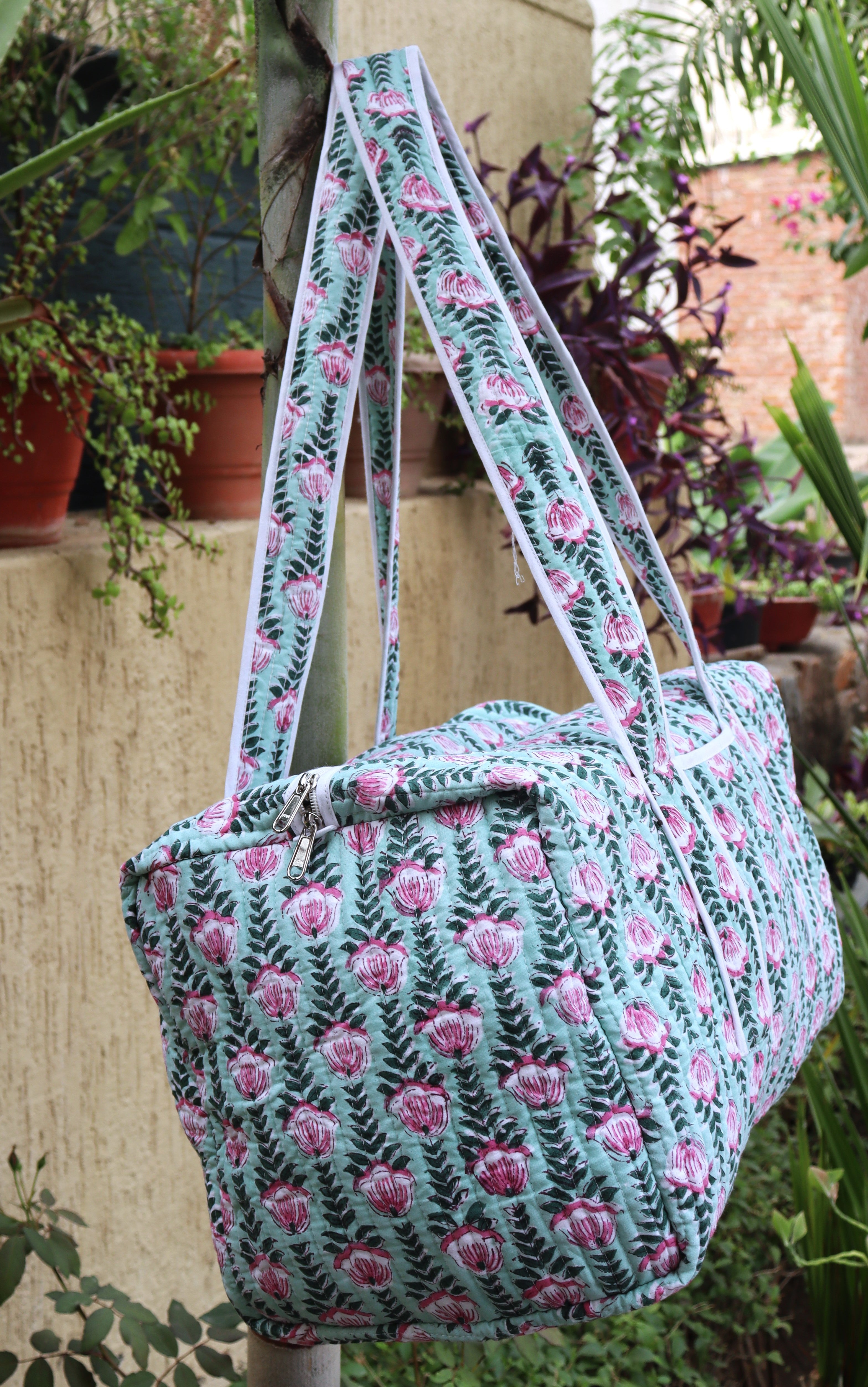 Cotton Quilted Weekend Duffle Bag