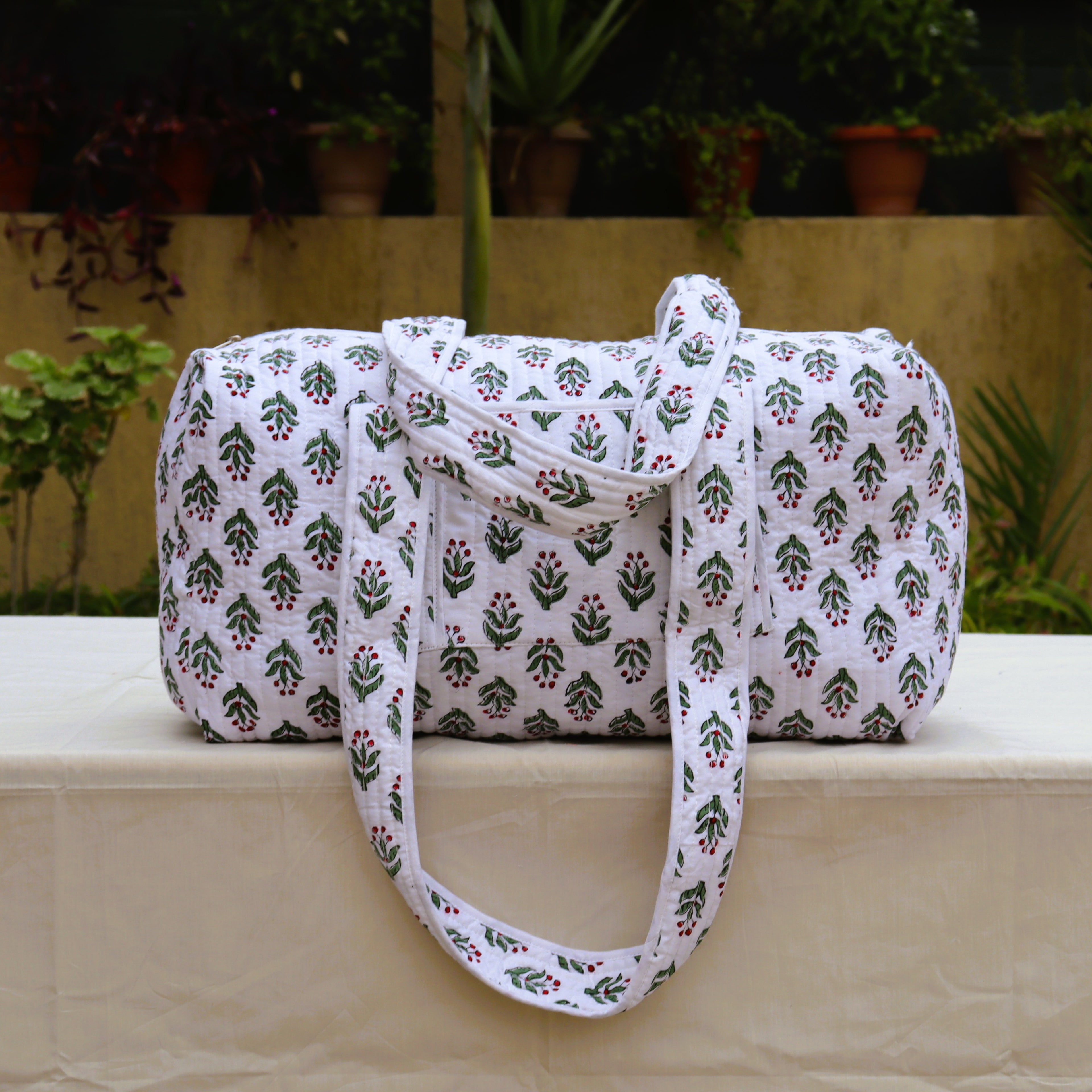 Woman Block Print Travel Bag