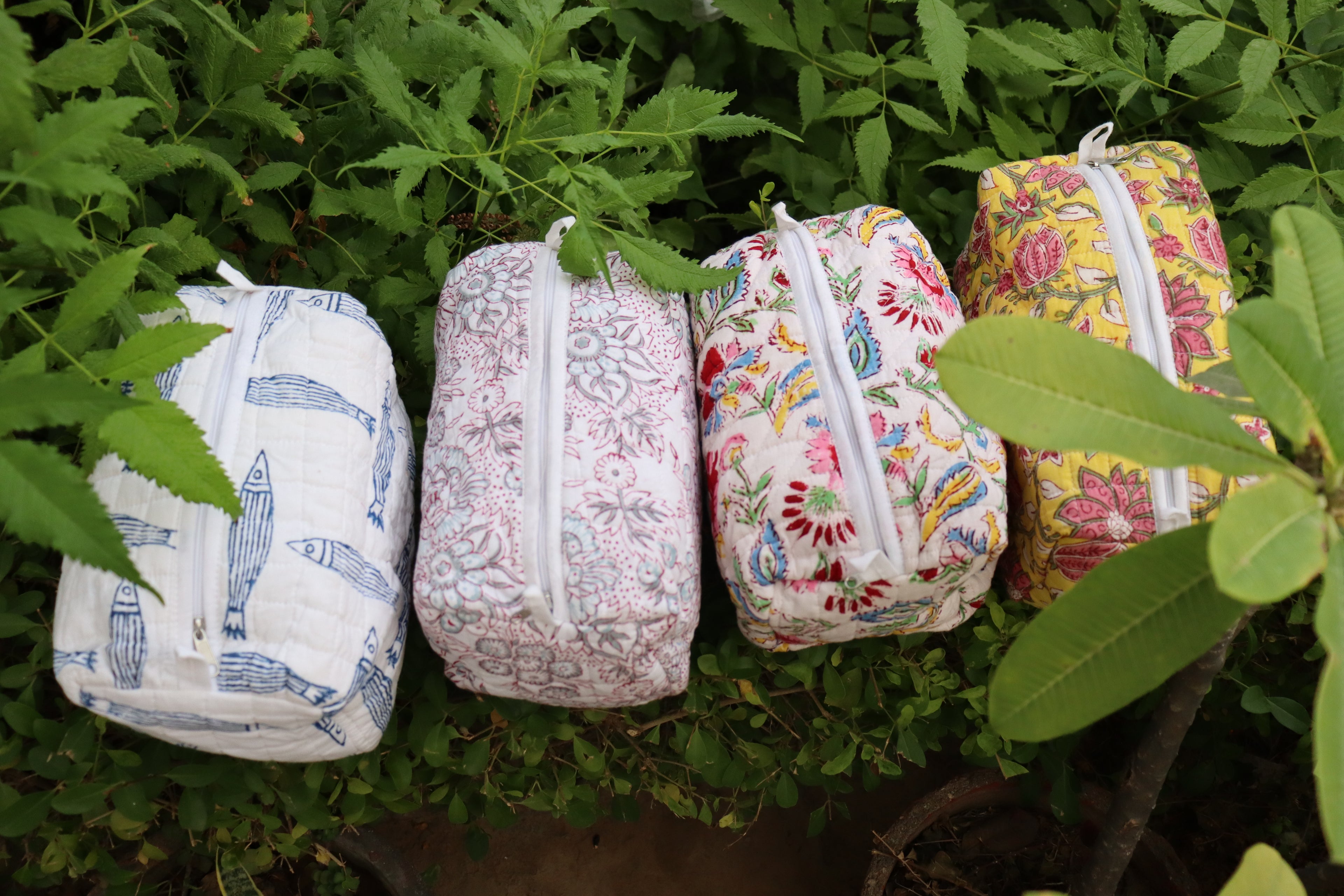 Cosmetic Block Print Travel Bag