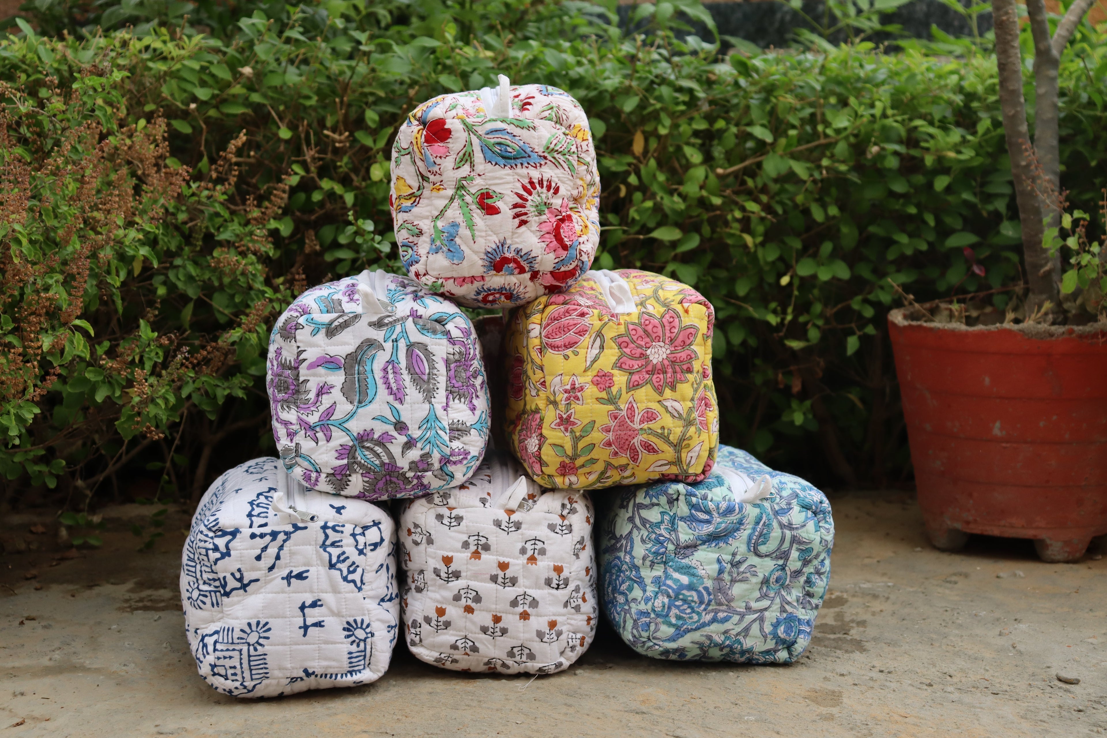 Block Printed Cosmetic Bag