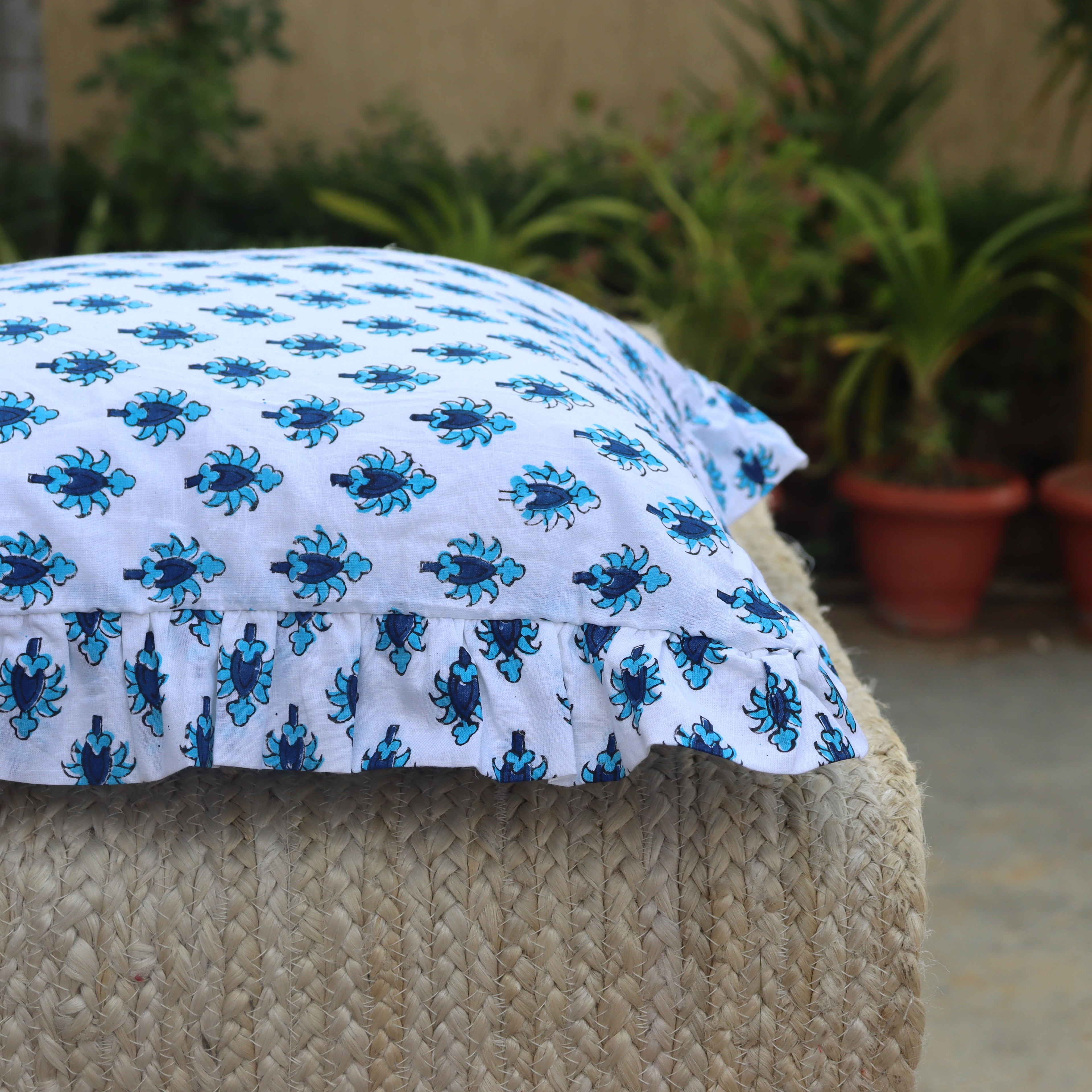 Block Printed Cotton Pillow Cover