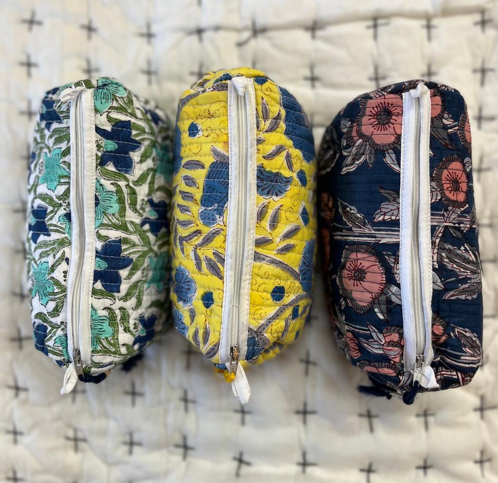 Block print Quilted Toiletry Bags
