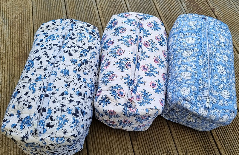 Cosmetic Block Print Travel Bag