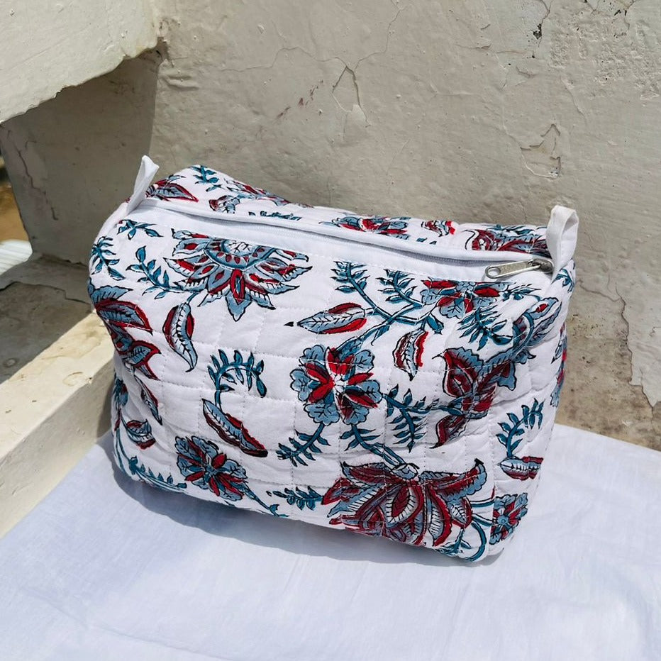 Large Quilted Cosmetic Toiletry Bag