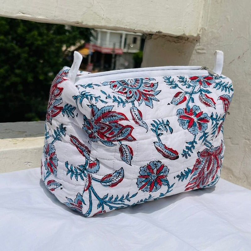 Large Quilted Cosmetic Toiletry Bag