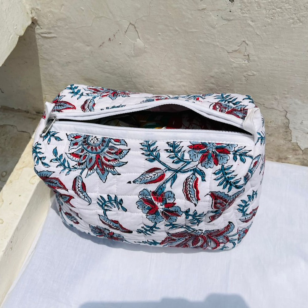 Large Quilted Cosmetic Toiletry Bag
