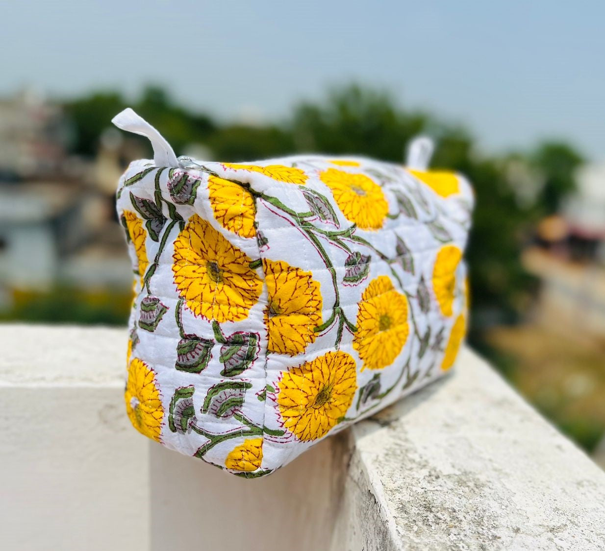 Large Cotton Quilted Toiletry Bag