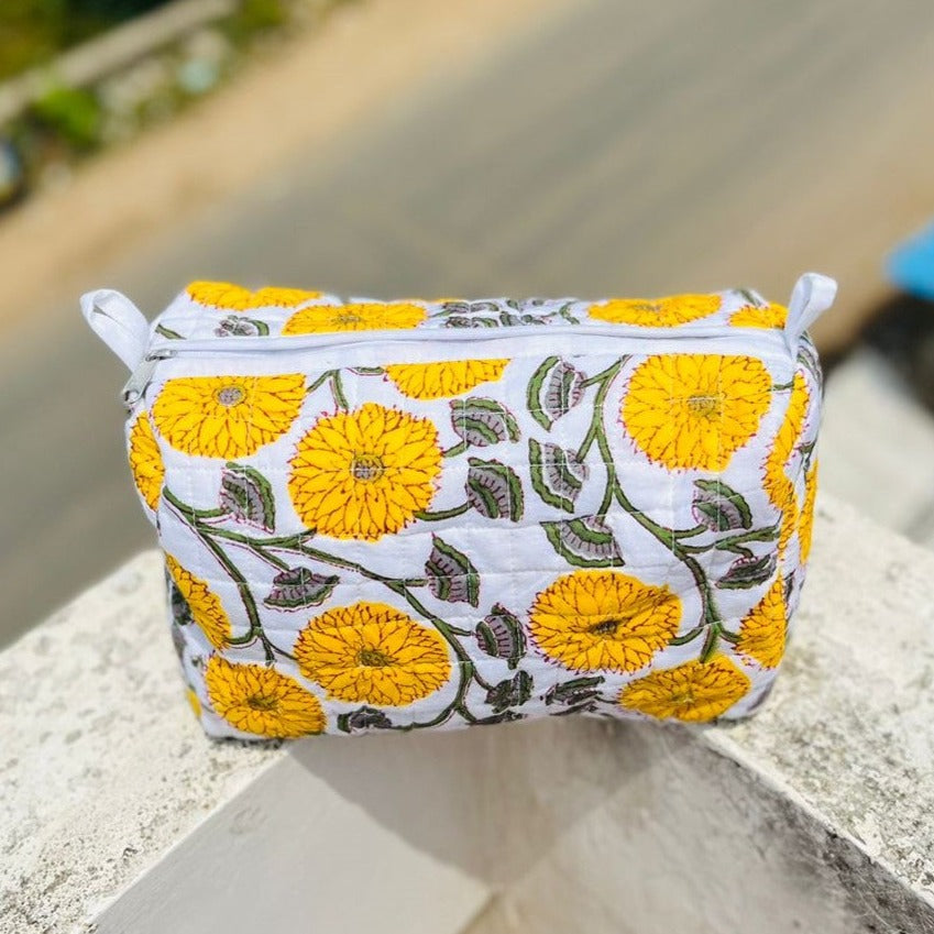 Large Cotton Quilted Toiletry Bag