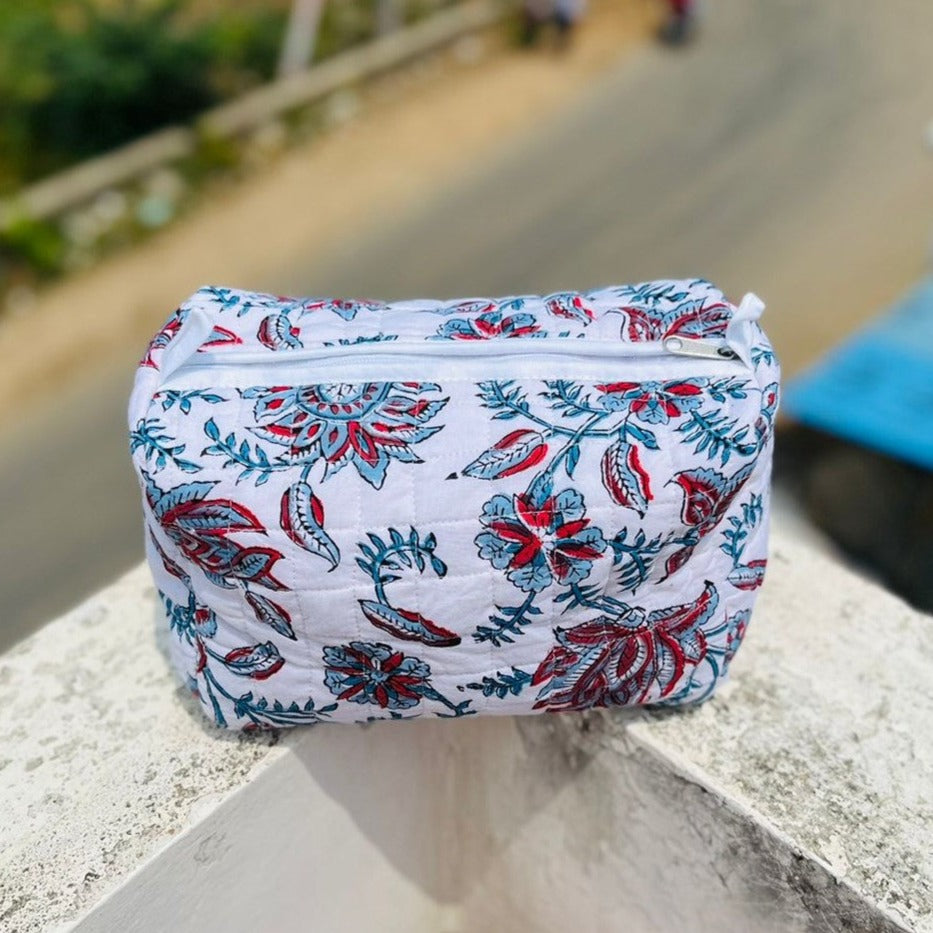 Large Quilted Cosmetic Toiletry Bag