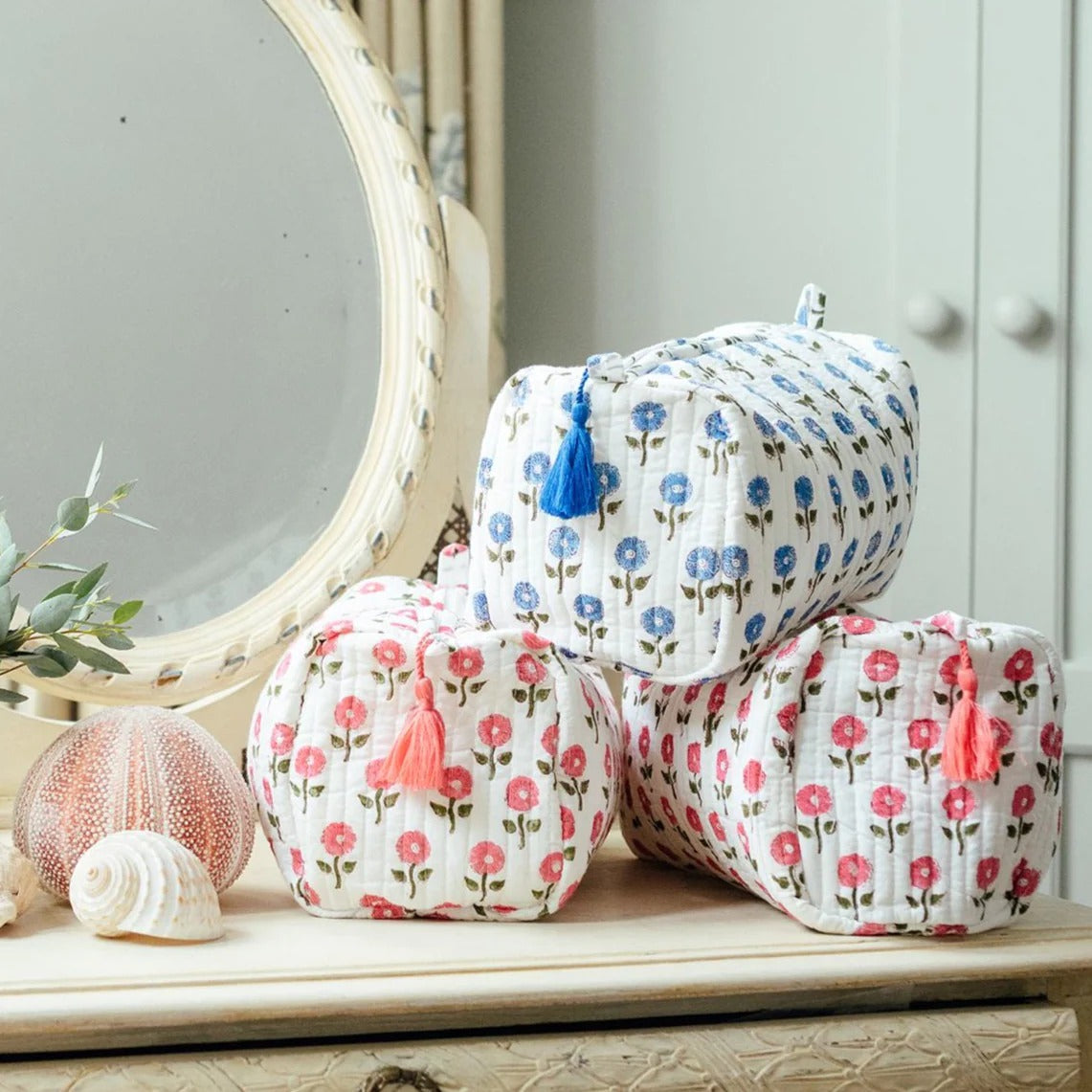 Hand Block Print Cosmetic Bag