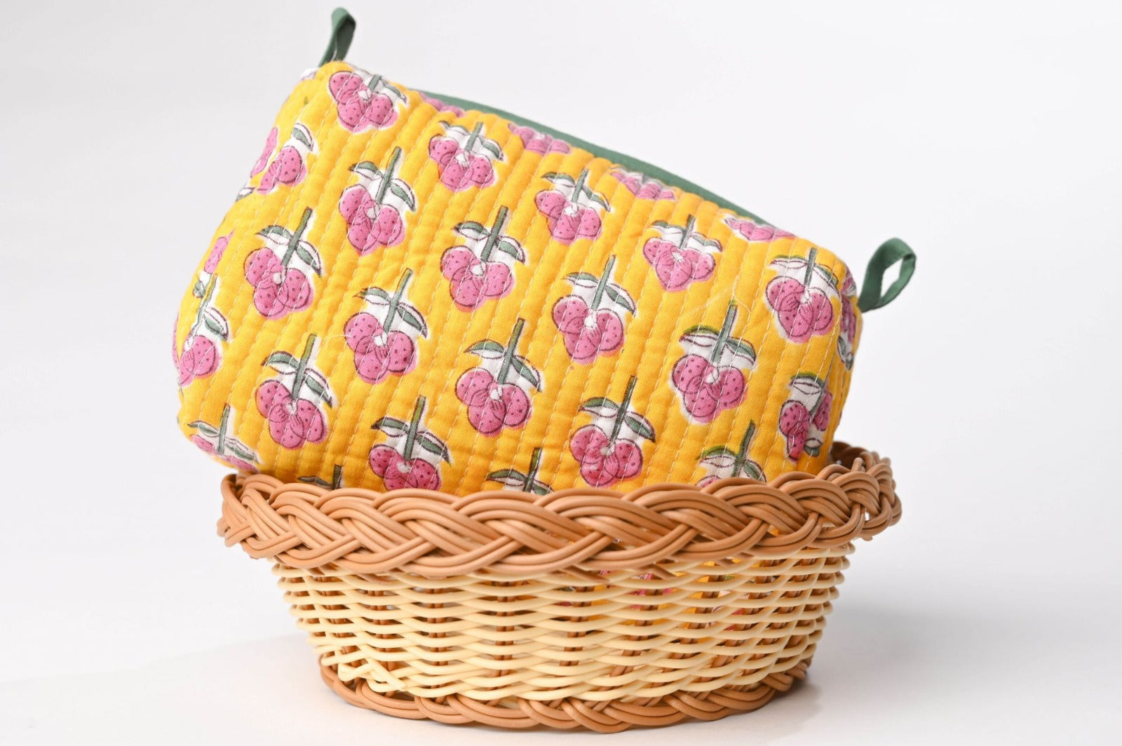 Quilted Block Printed Cosmetic Bag