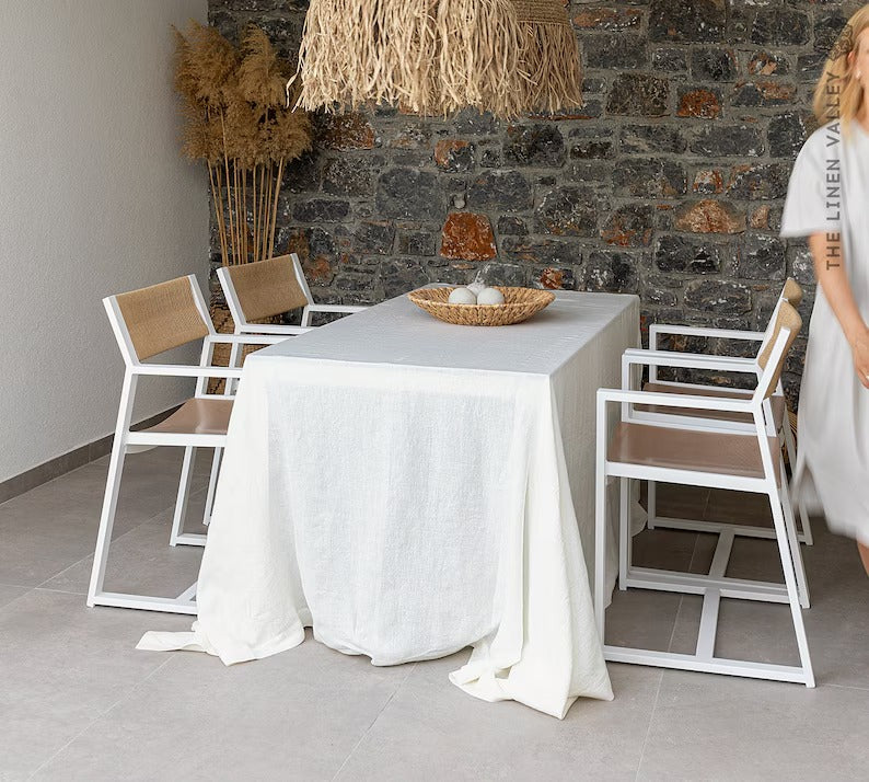 Indian Cotton Off White Tablecloths