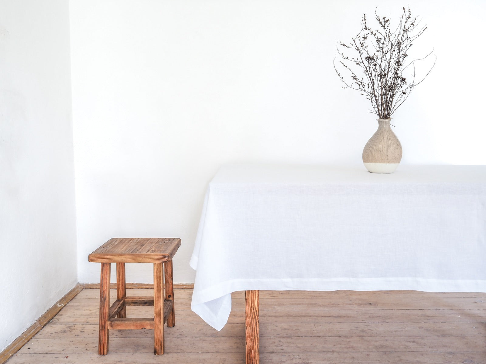 White Cotton Square Tablecloth