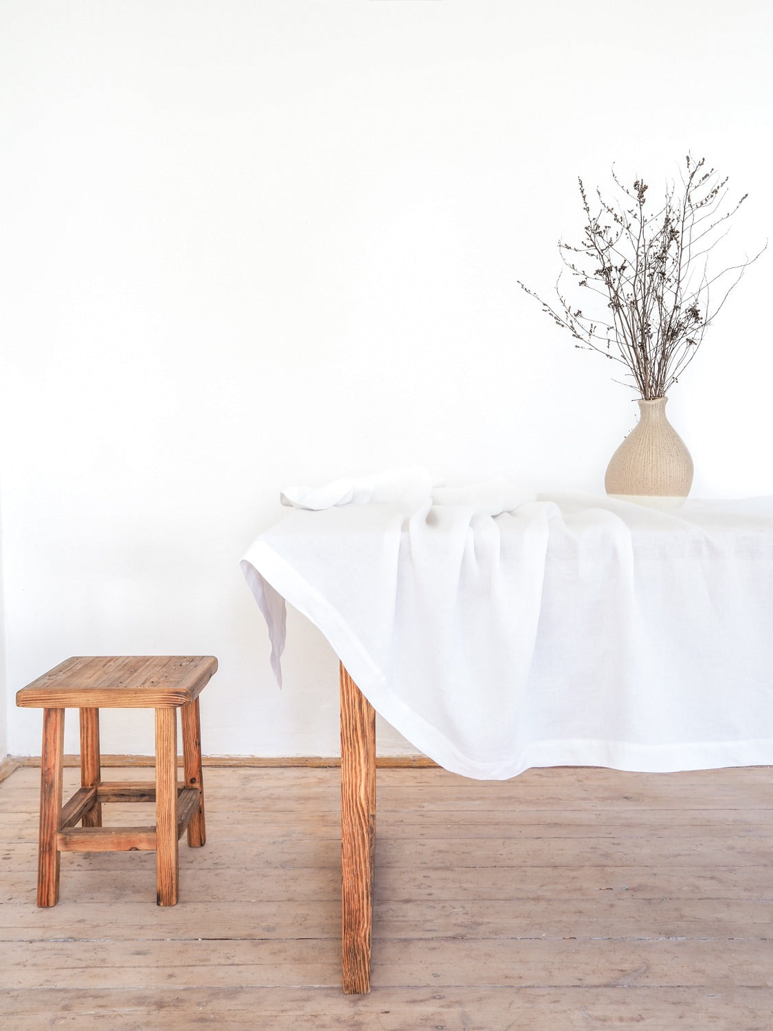 White Cotton Square Tablecloth