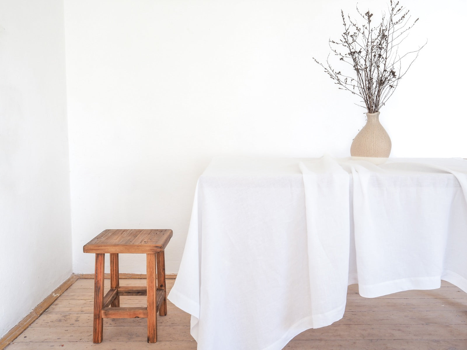 White Cotton Square Tablecloth
