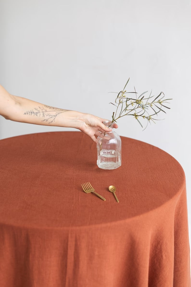100% Cotton Rust Tablecloth