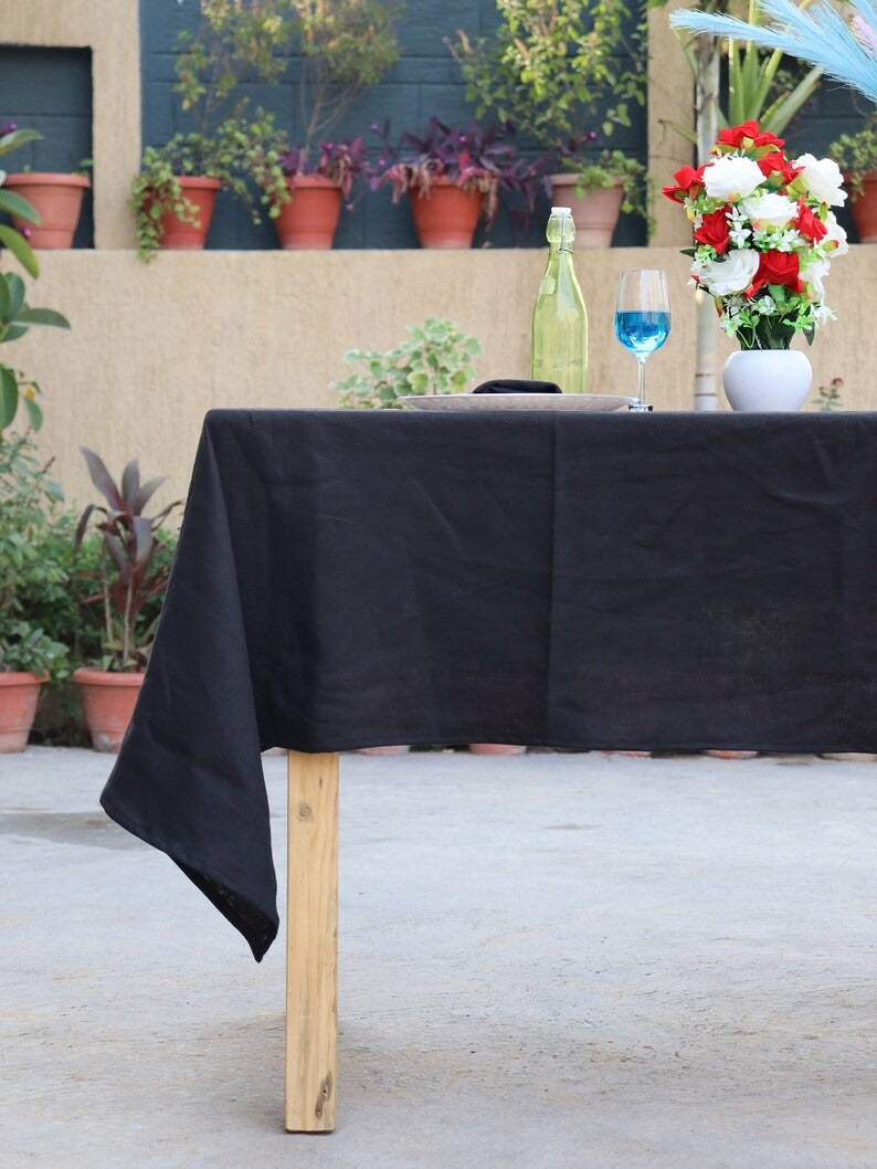 Cotton Black Tablecloth