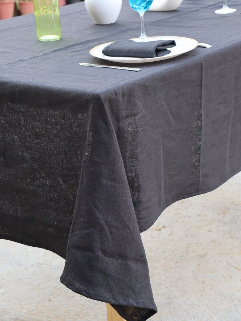 Cotton Black Tablecloth