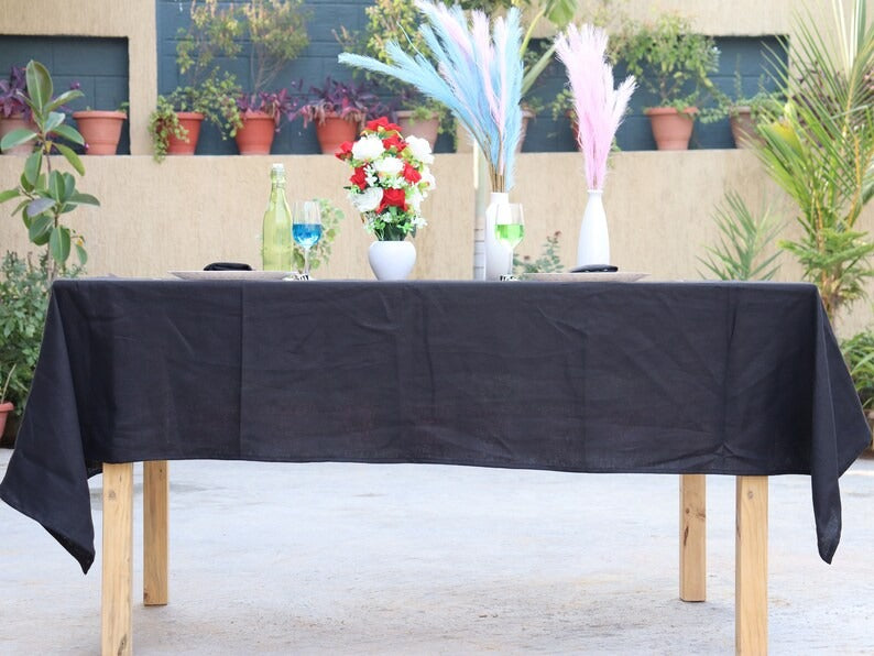 Cotton Black Tablecloth