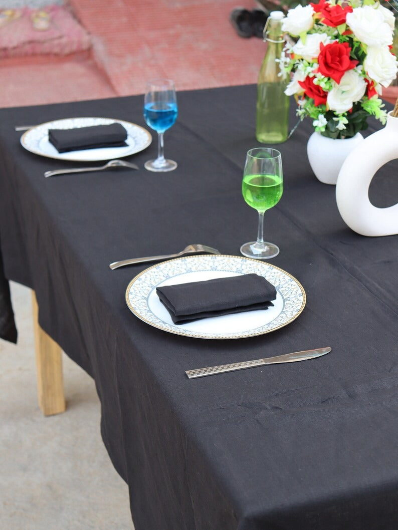 Cotton Black Tablecloth