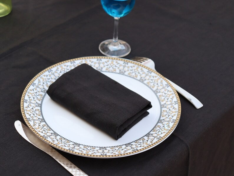 Cotton Black Tablecloth