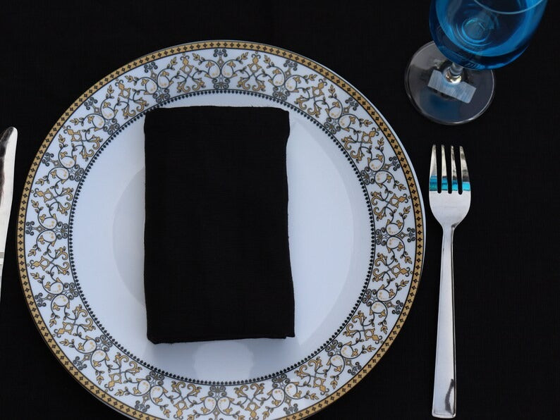 Cotton Black Tablecloth