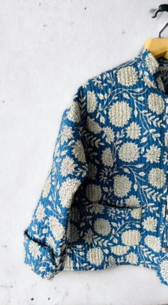Block Print Quilted Jacket For Women