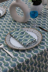 100% Cotton Block Print Table Cloth Kitchen Dining Table Cover With Napkins Boho Farmhouse Décor Tablecloth Wedding Table cloth Table Top