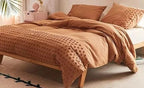 Burnt Orange Tufted Cotton Duvet Cover