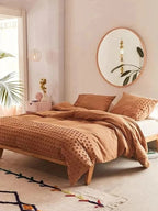 Burnt Orange Tufted Cotton Duvet Cover