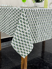 Green Tablecloth ,Block Print Tablecloth Vintage Cotton Rectangle Table Mats With Napkin Farmhouse Table Cover Wedding Tablecloth For Gifts