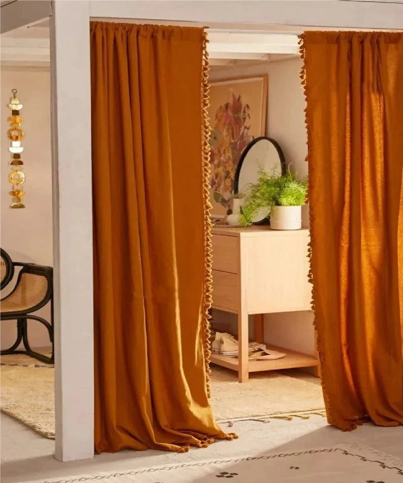 Burnt Orange Cotton Curtains