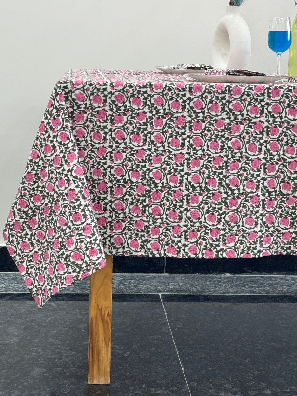 Block Print Cotton Tablecloth | Hand Printed Throw tablecloth with napkins/Runner/Placemats Rectangle/Square/Round Tablecloth