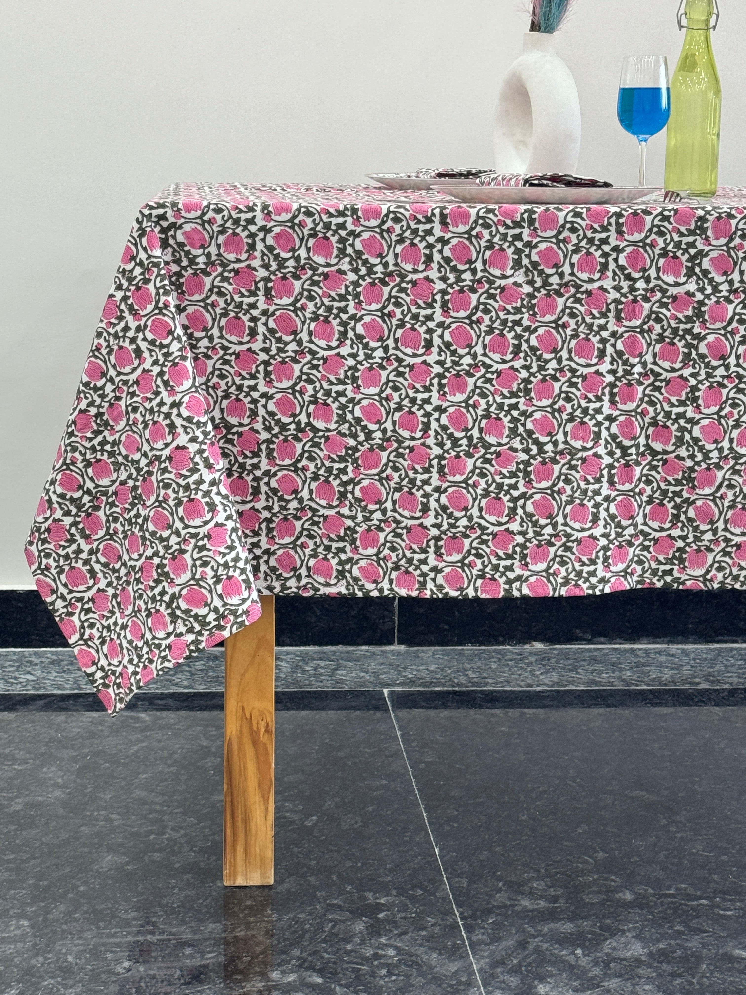 Block Print Cotton Tablecloth | Hand Printed Throw tablecloth with napkins/Runner/Placemats Rectangle/Square/Round Tablecloth